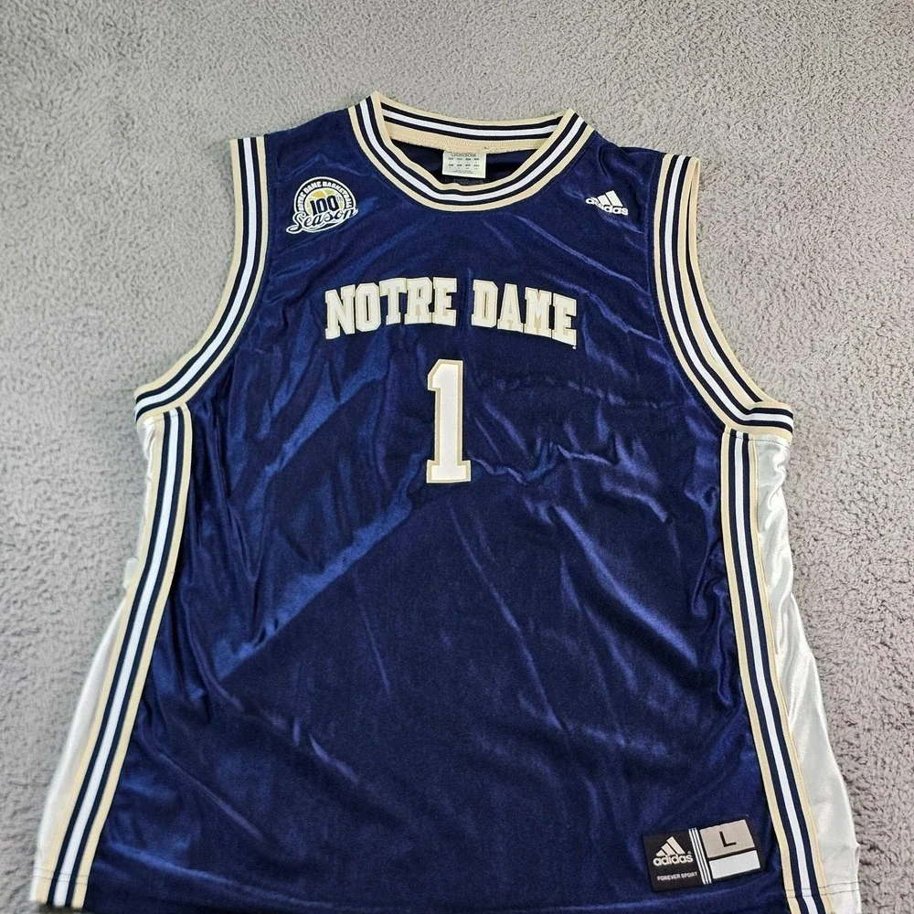 Notre Dame Fighting Irish Jersey Mens Large NCAA Basketball Adidas 100th Season